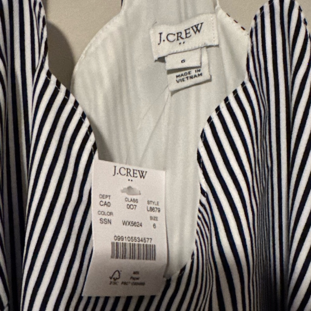 NWT J. Crew Navy & White Striped Scalloped Top Camisole - Picture 4 of 13